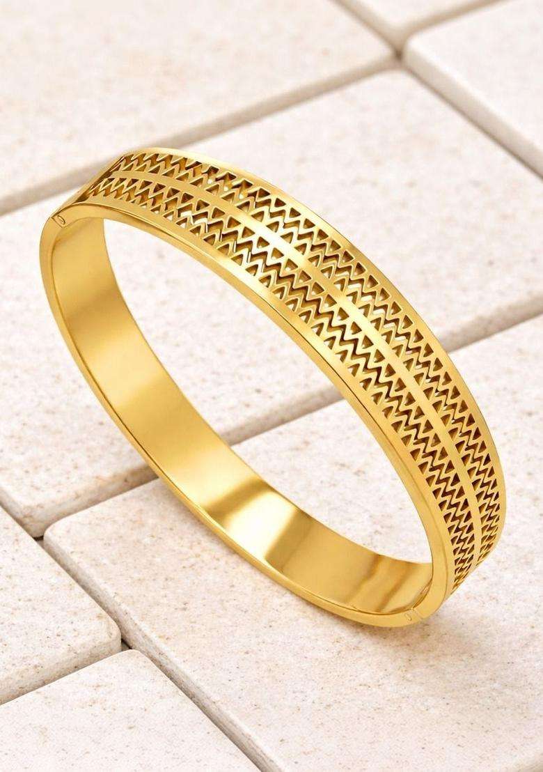 American Diamond Temple Gold-Plated Cuff Bracelet for Women | Stylish Party & Everyday Wear | Gift for Her - Indya