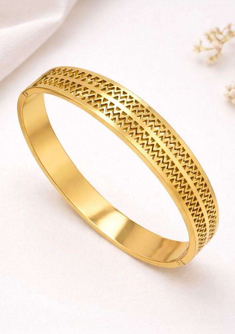 American Diamond Temple Gold-Plated Cuff Bracelet for Women | Stylish Party & Everyday Wear | Gift for Her - Indya