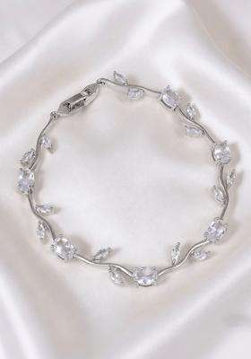 American Diamond Temple Silver-Plated Link Bracelet for Women | Stylish Party & Everyday Wear | Gift for Her