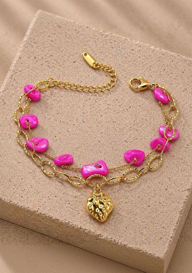Stainless Steel Gold-Plated Wraparound Bracelet for Women | Stylish Party & Everyday Wear | Gift for Her - Indya