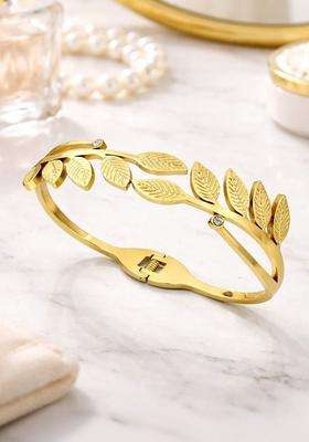 American Diamond Temple Gold-Plated Cuff Bracelet for Women | Stylish Party & Everyday Wear | Gift for Her