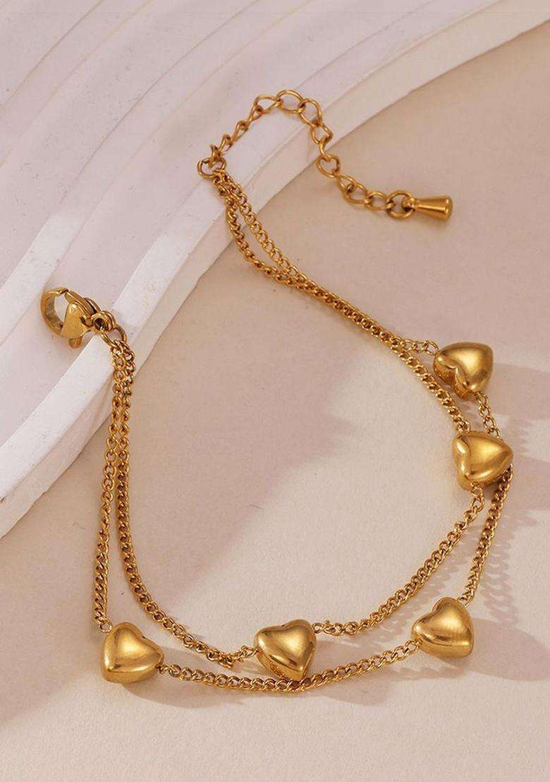 Stainless Steel Gold-Plated Wraparound Bracelet for Women | Stylish Party & Everyday Wear | Gift for Her - Indya