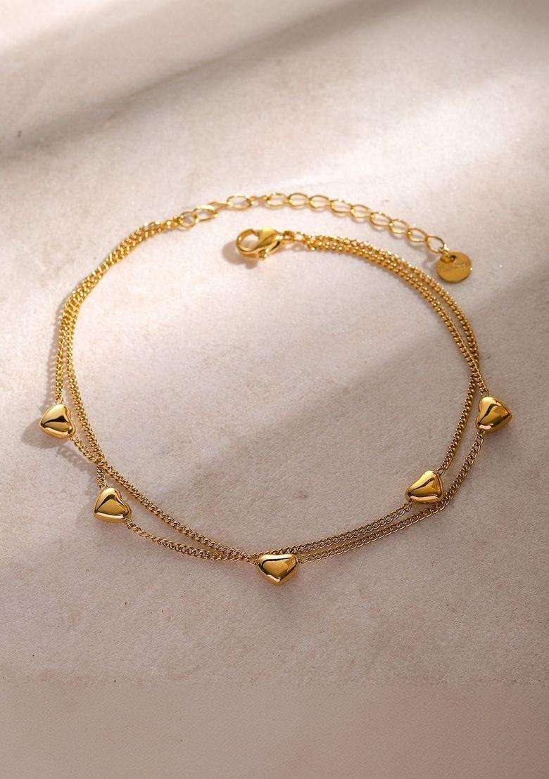 Stainless Steel Gold-Plated Wraparound Bracelet for Women | Stylish Party & Everyday Wear | Gift for Her - Indya