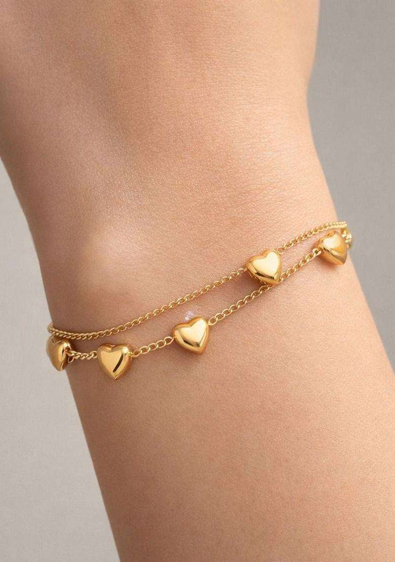 Stainless Steel Gold-Plated Wraparound Bracelet for Women | Stylish Party & Everyday Wear | Gift for Her - Indya