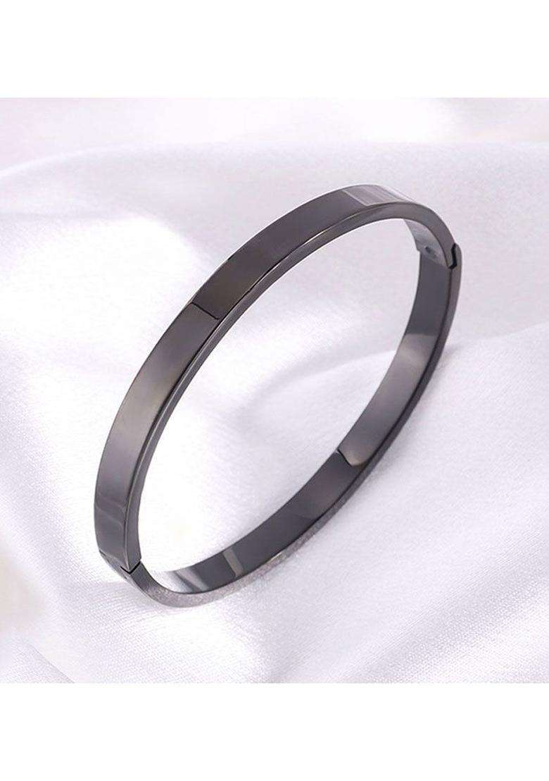 Silver-Plated Stainless Steel Anti Tarnish Bangle-Style Bracelet for Men | Stylish Party & Everyday Wear | Gift for Him - Indya