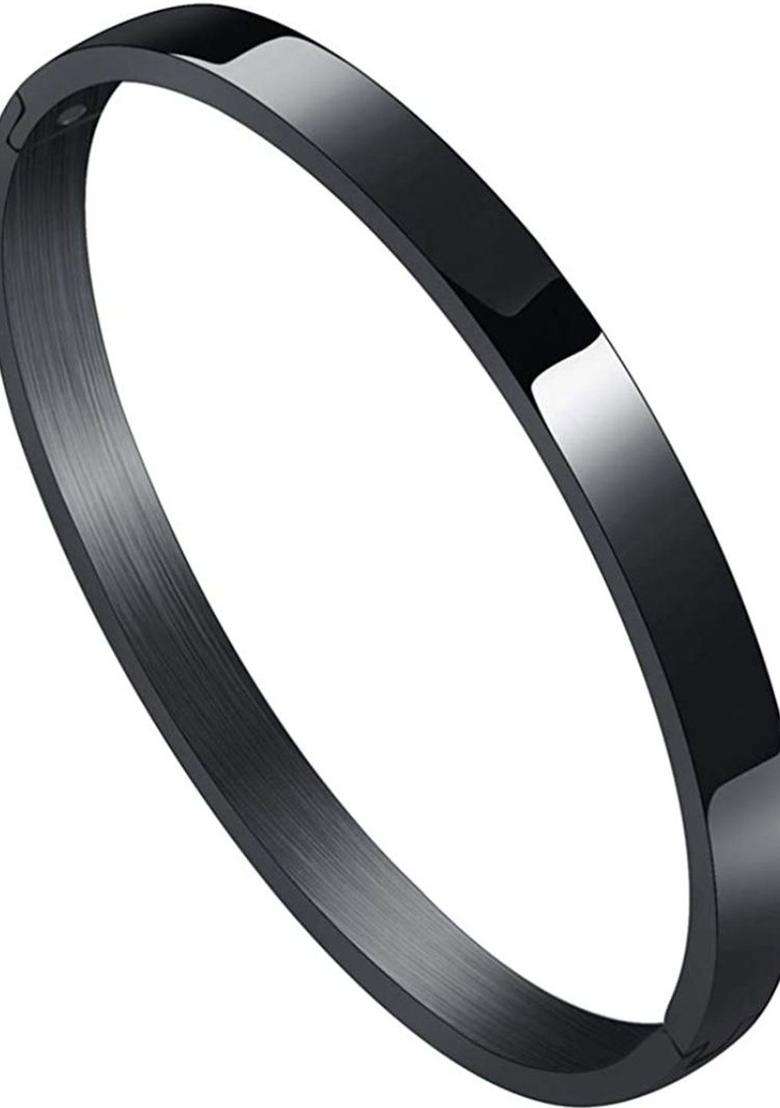 Silver-Plated Stainless Steel Anti Tarnish Bangle-Style Bracelet for Men | Stylish Party & Everyday Wear | Gift for Him - Indya