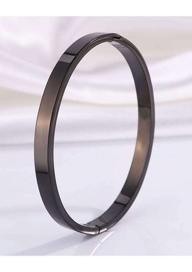 Silver-Plated Stainless Steel Anti Tarnish Bangle-Style Bracelet for Men | Stylish Party & Everyday Wear | Gift for Him - Indya