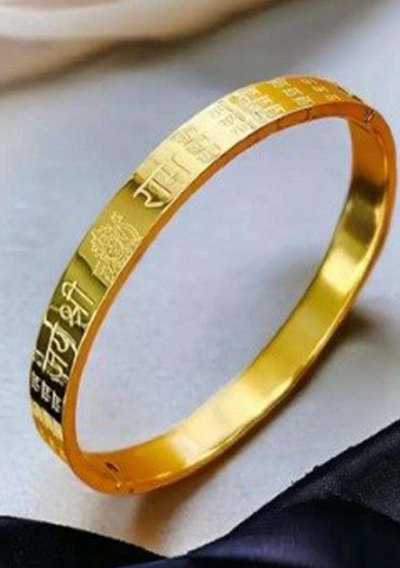 Gold-Plated Stainless Steel Kada for Men | Stylish Party & Everyday Wear | Gift for Him - Indya