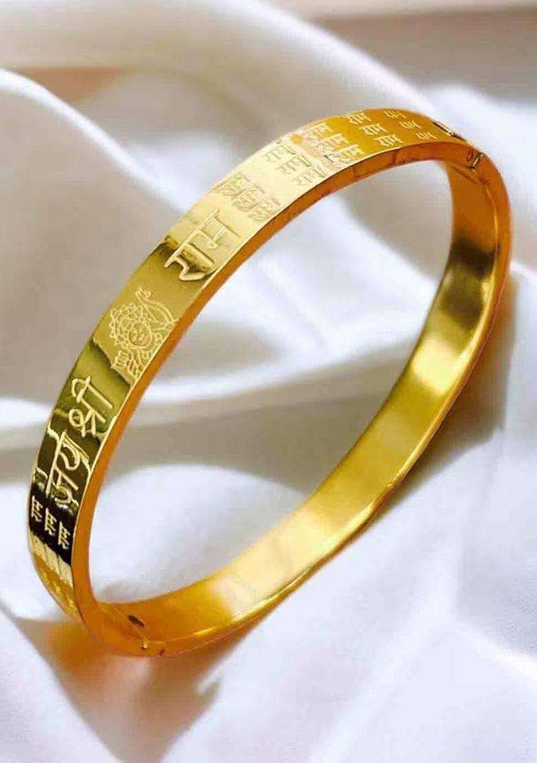 Gold-Plated Stainless Steel Kada for Men | Stylish Party & Everyday Wear | Gift for Him - Indya