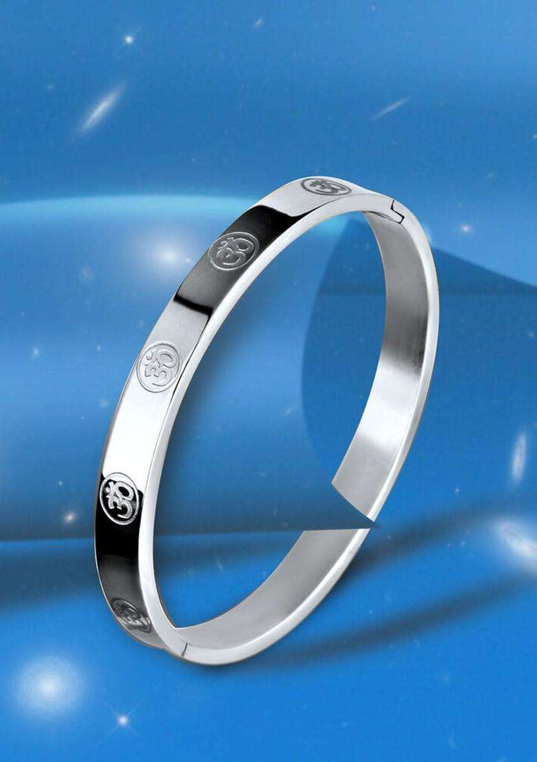 Silver-Plated Kada Bracelet for Men | Stylish Party & Everyday Wear | Gift for Him - Indya