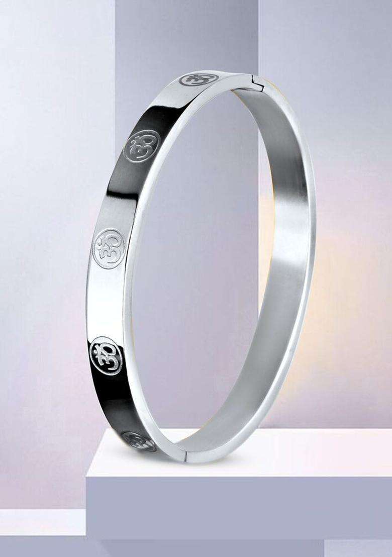 Silver-Plated Kada Bracelet for Men | Stylish Party & Everyday Wear | Gift for Him - Indya