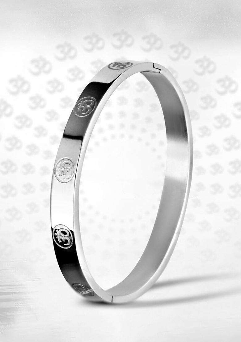 Silver-Plated Kada Bracelet for Men | Stylish Party & Everyday Wear | Gift for Him - Indya