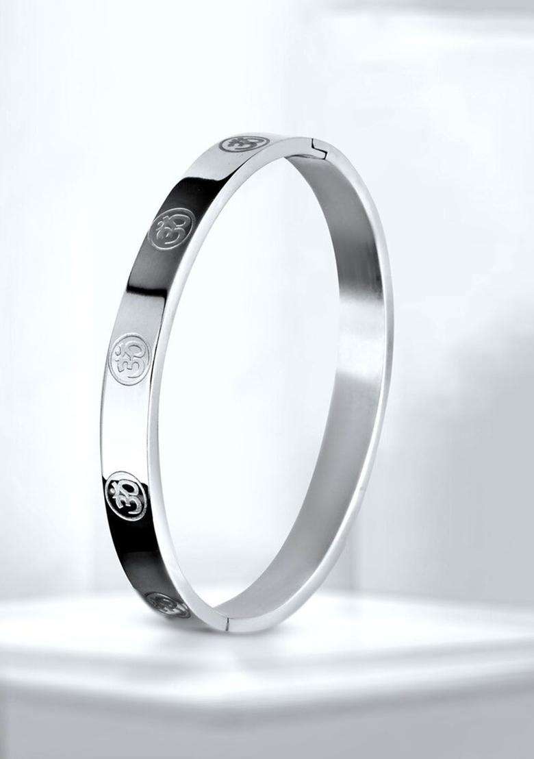 Silver-Plated Kada Bracelet for Men | Stylish Party & Everyday Wear | Gift for Him - Indya
