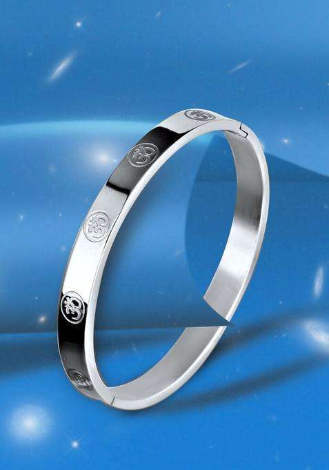 Silver-Plated Kada Bracelet for Men | Stylish Party & Everyday Wear | Gift for Him
