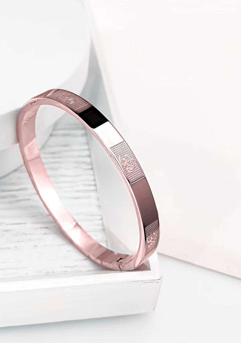 Rose Gold-Plated Kada Bracelet for Men | Stylish Party & Everyday Wear | Gift for Him - Indya