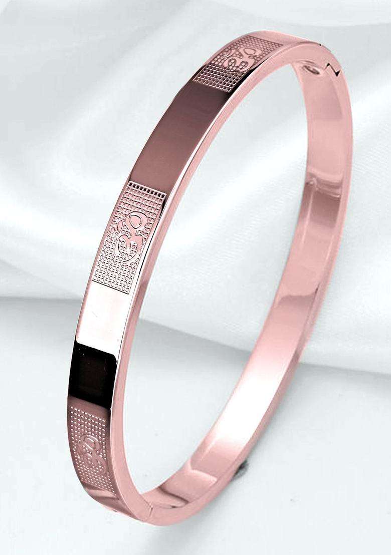 Rose Gold-Plated Kada Bracelet for Men | Stylish Party & Everyday Wear | Gift for Him - Indya
