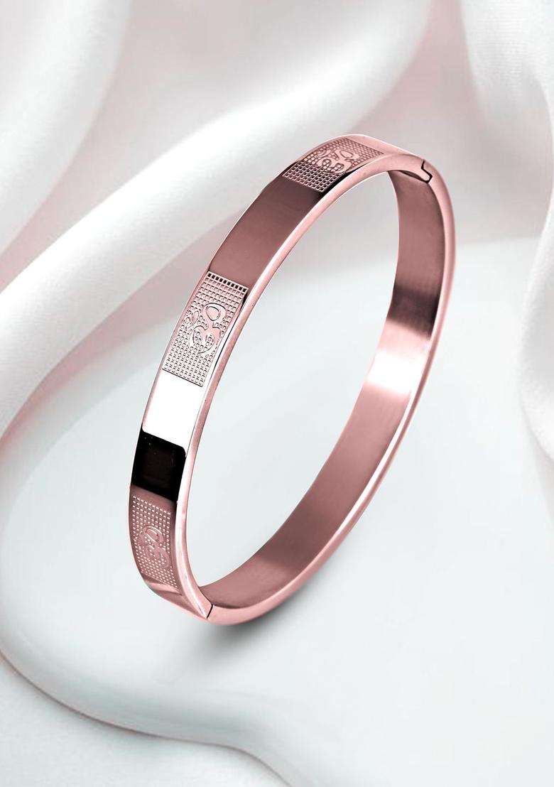 Rose Gold-Plated Kada Bracelet for Men | Stylish Party & Everyday Wear | Gift for Him - Indya