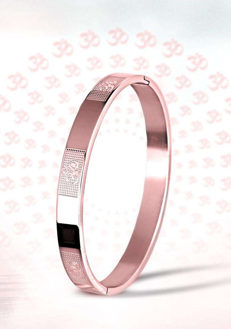 Rose Gold-Plated Kada Bracelet for Men | Stylish Party & Everyday Wear | Gift for Him - Indya