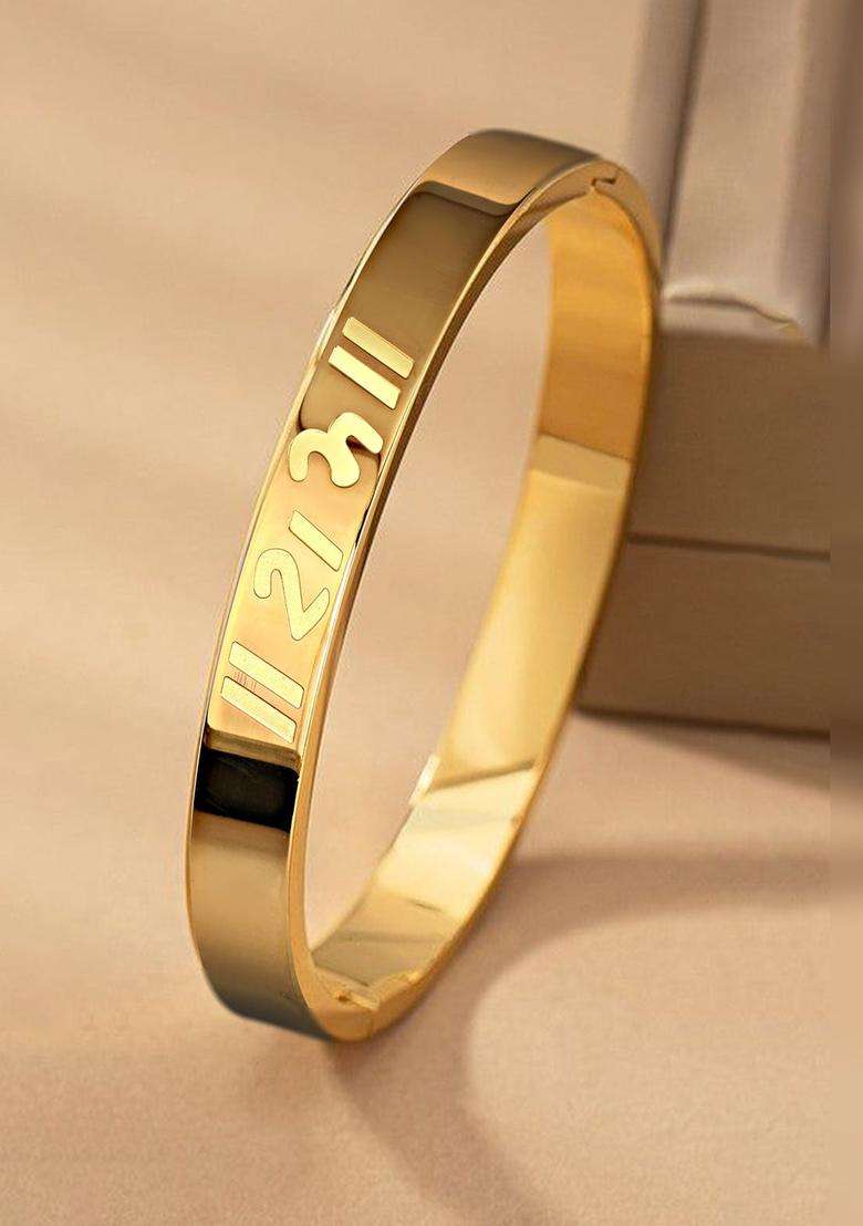 Gold-Plated Kada Bracelet for Men | Stylish Party & Everyday Wear | Gift for Him - Indya