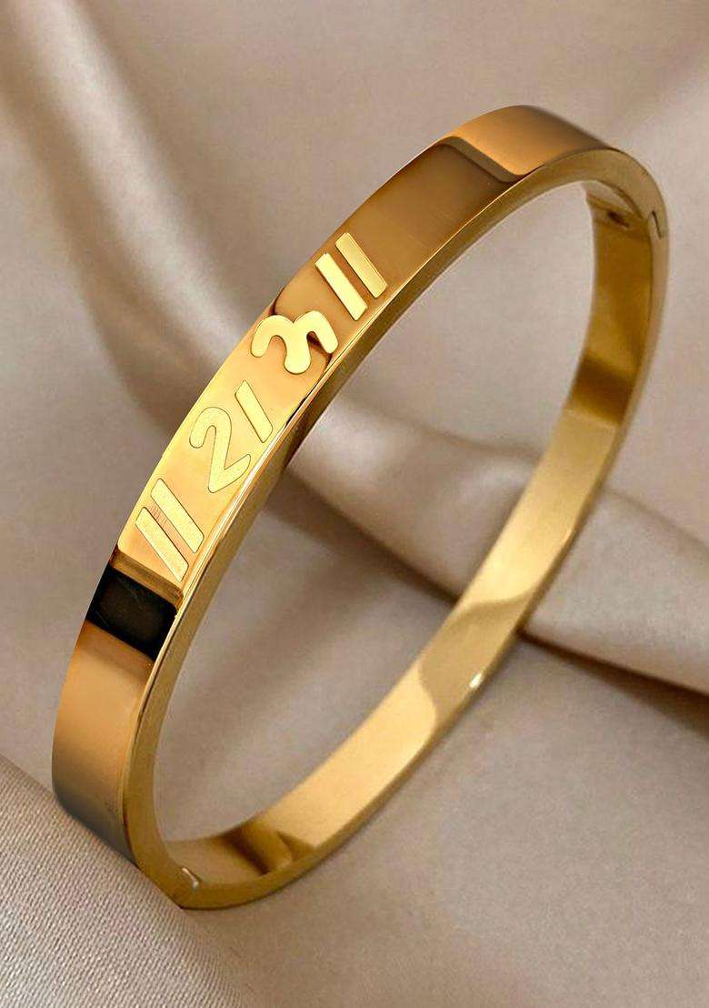 Gold-Plated Kada Bracelet for Men | Stylish Party & Everyday Wear | Gift for Him - Indya