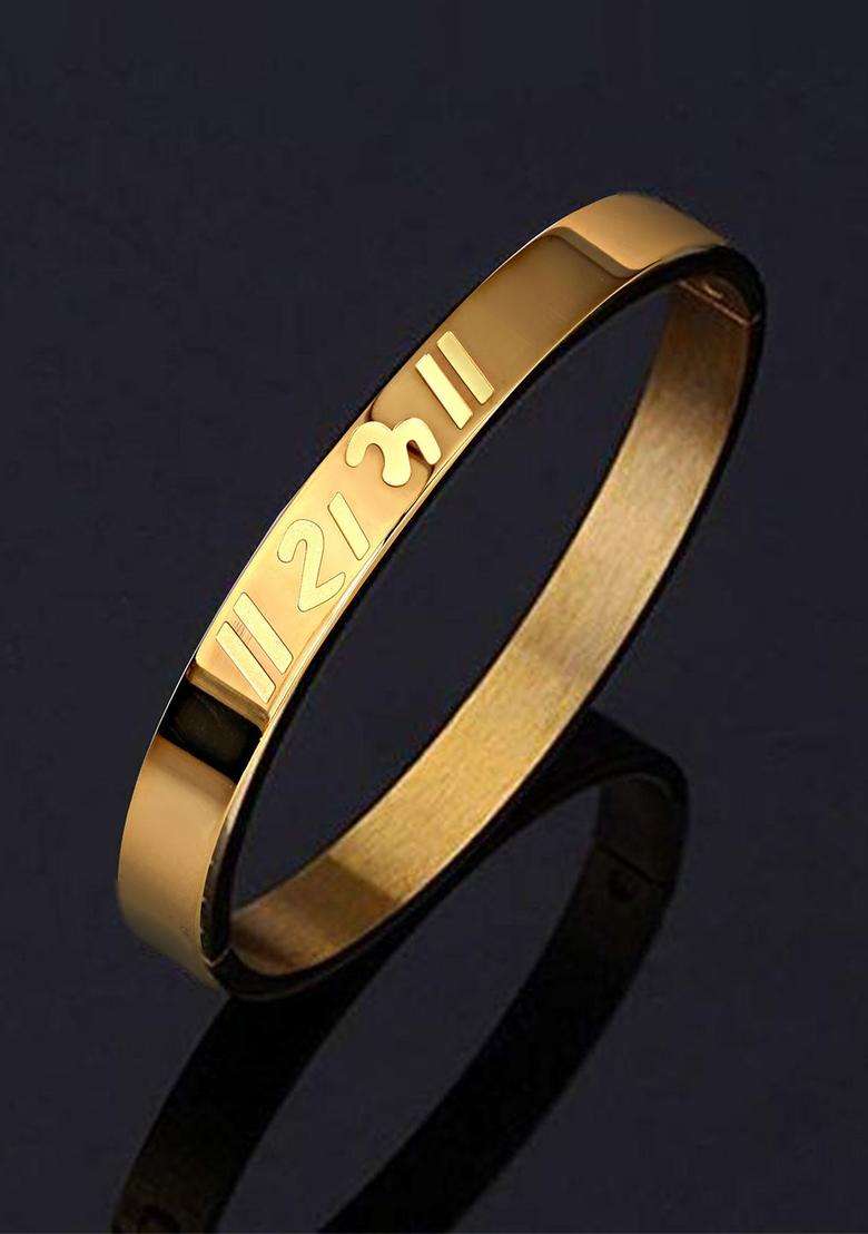 Gold-Plated Kada Bracelet for Men | Stylish Party & Everyday Wear | Gift for Him - Indya