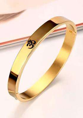 Stainless Steel Gold-Plated Bangle-Style Bracelet for Men | Stylish Party & Everyday Wear | Gift for Him