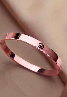 Temple Rose Gold-Plated Anti Tarnish Aum Om Kada Bracelet for Men | Stylish Party & Everyday Wear | Gift for Him