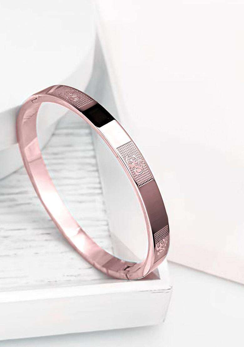 Rose Gold-Plated Kada Bracelet for Men | Stylish Party & Everyday Wear | Gift for Him - Indya