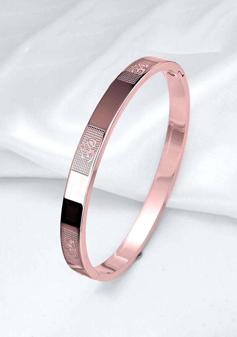 Rose Gold-Plated Kada Bracelet for Men | Stylish Party & Everyday Wear | Gift for Him - Indya