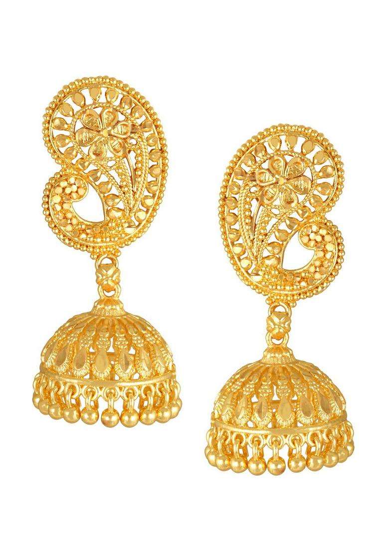 Gold-Toned Peacock Shaped Jhumkas Earrings for Women | Traditional Temple Jewellery for Wedding & Festive Wear | Gift for Her - Indya