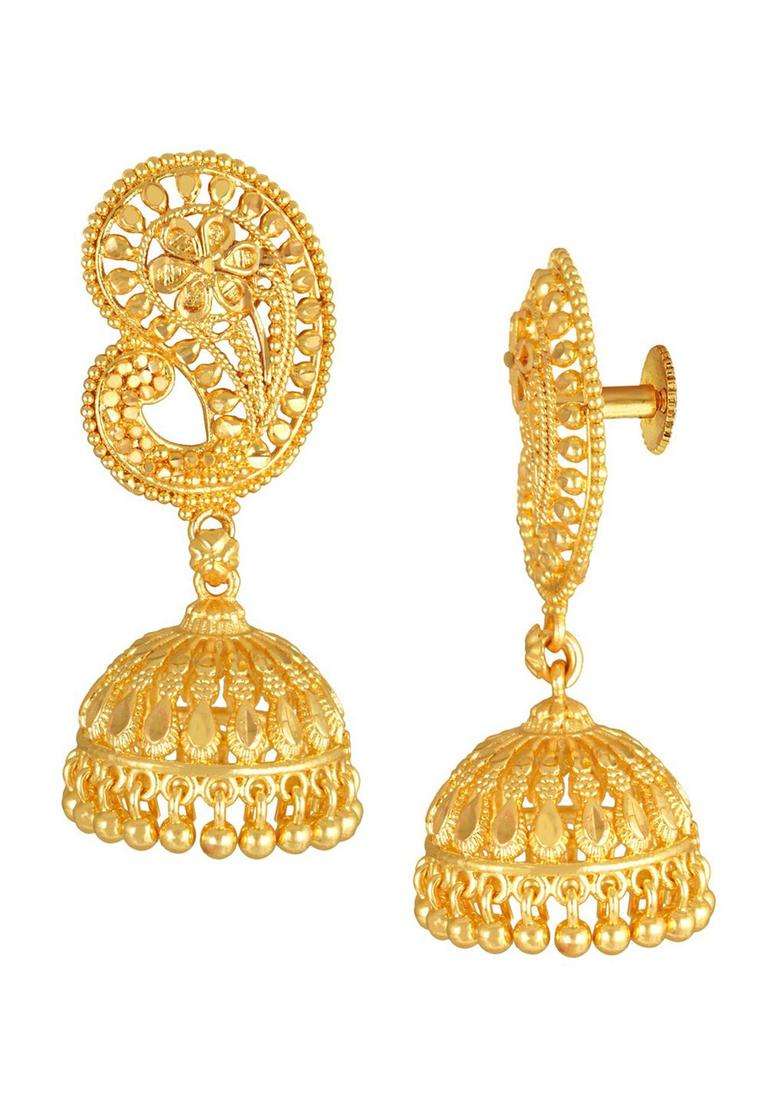 Gold-Toned Peacock Shaped Jhumkas Earrings for Women | Traditional Temple Jewellery for Wedding & Festive Wear | Gift for Her - Indya