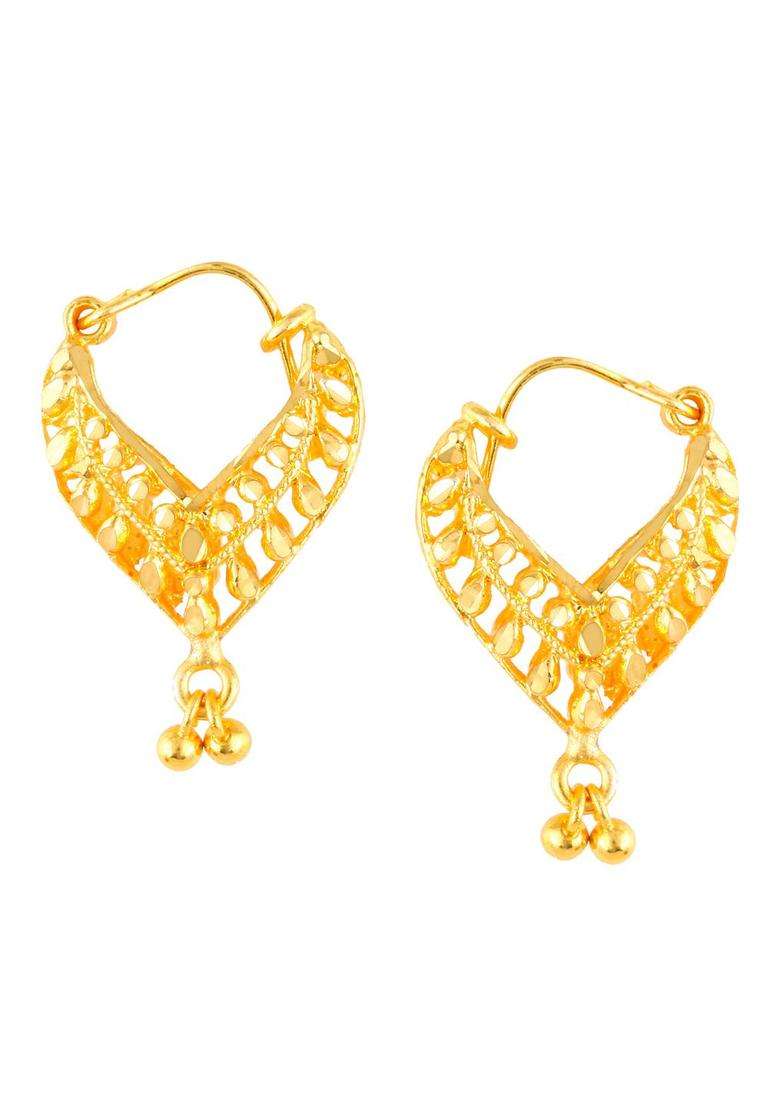 Gold-Plating Temple Floral Hoop Earrings for Women | Traditional Temple Jewellery for Wedding & Festive Wear | Gift for Her - Indya