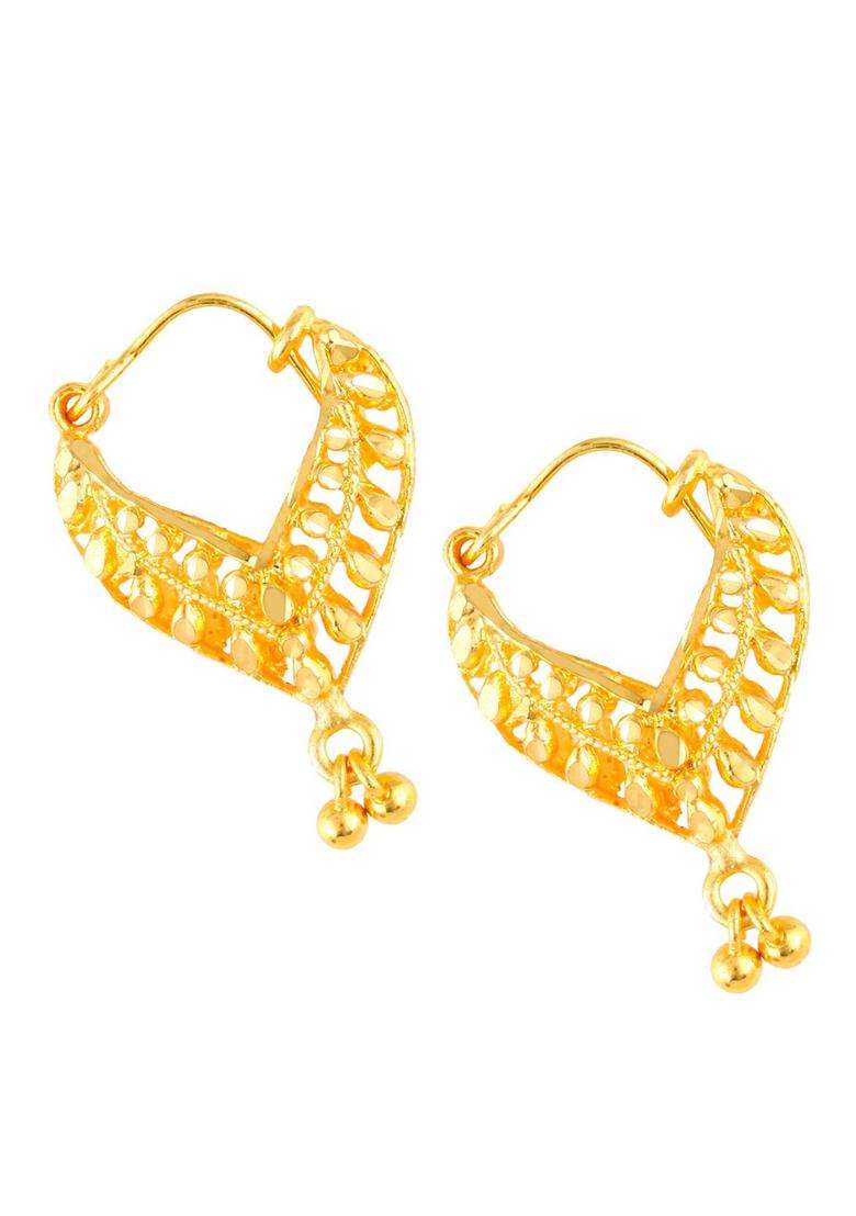 Gold-Plating Temple Floral Hoop Earrings for Women | Traditional Temple Jewellery for Wedding & Festive Wear | Gift for Her - Indya