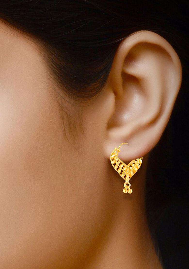 Gold-Plating Temple Floral Hoop Earrings for Women | Traditional Temple Jewellery for Wedding & Festive Wear | Gift for Her - Indya