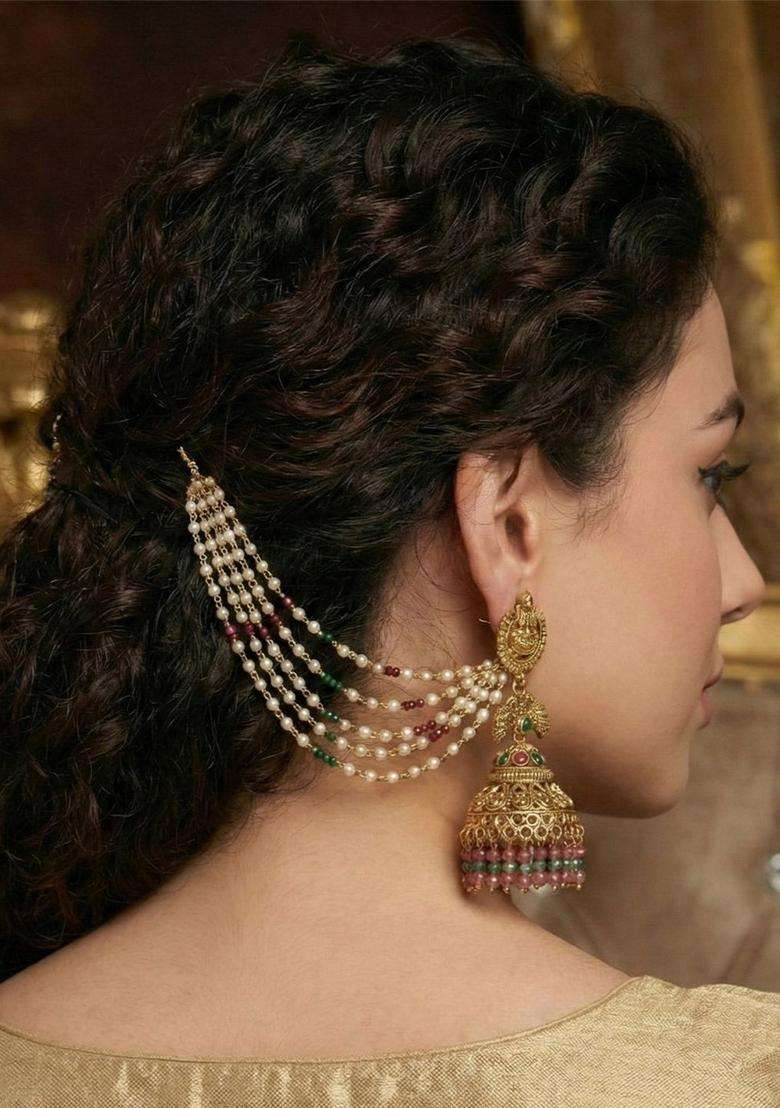 Gold-Plated Geometric Earrings for Women | Traditional Temple Jewellery for Wedding & Festive Wear | Gift for Her - Indya