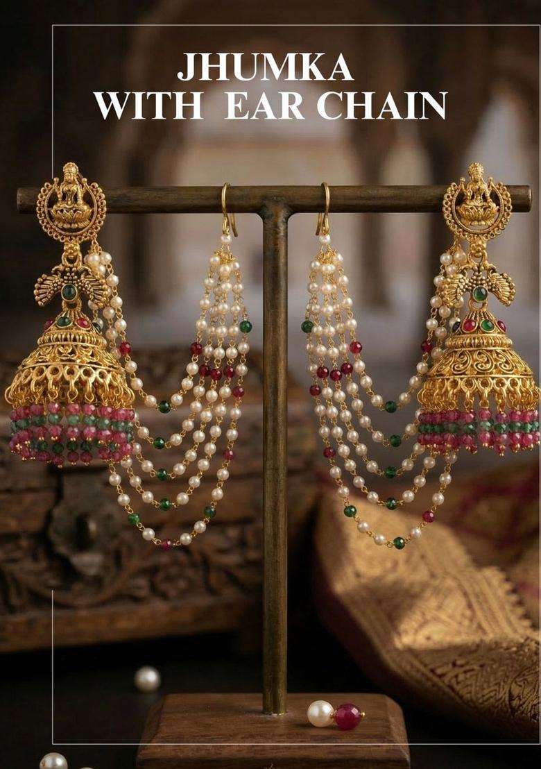 Gold-Plated Geometric Earrings for Women | Traditional Temple Jewellery for Wedding & Festive Wear | Gift for Her - Indya