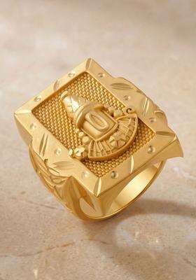 Gold-Plated Temple Quartz Finger Ring for Men & Women | Traditional Temple Jewellery for Wedding & Festive Wear | Festive Gift