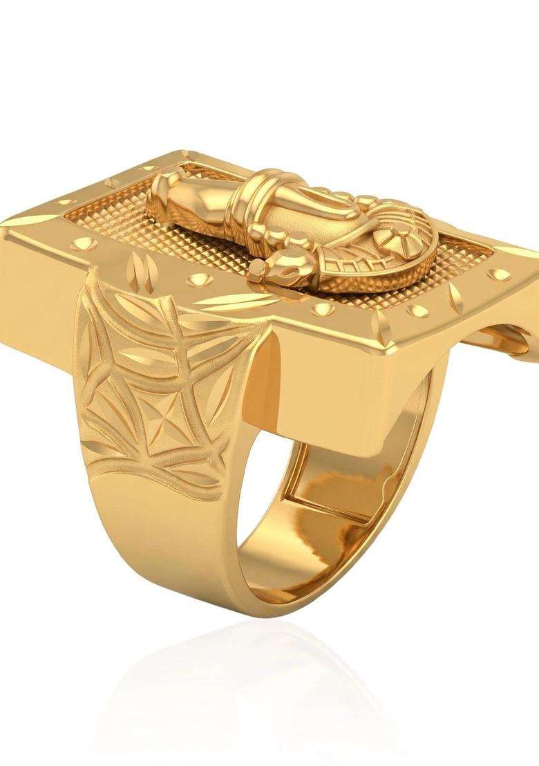Gold-Plated Temple Quartz Finger Ring for Men & Women | Traditional Temple Jewellery for Wedding & Festive Wear | Festive Gift - Indya