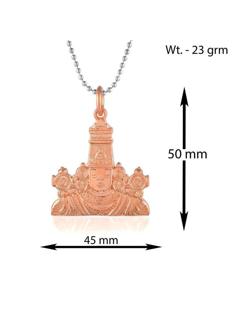 Copper-Plated Floral Pendants with Chains for Men & Women | Traditional Temple Jewellery for Wedding & Festive Wear | Festive Gift - Indya
