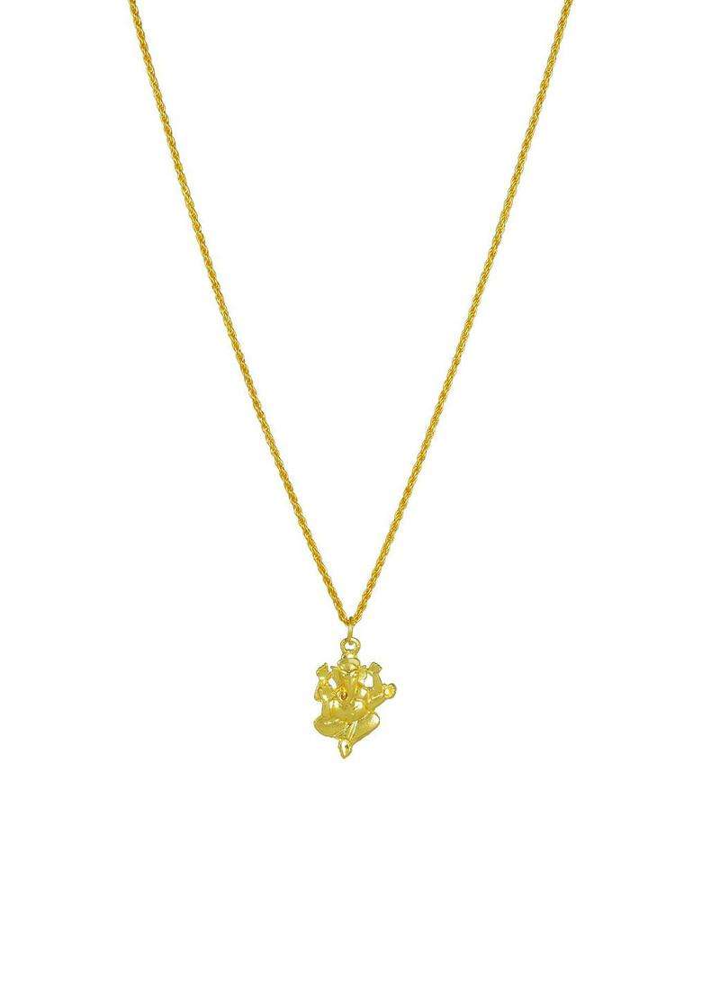 Gold-Plated Temple Pendant with Chain for Men & Women | Stylish Party & Everyday Wear | Festive Gift - Indya