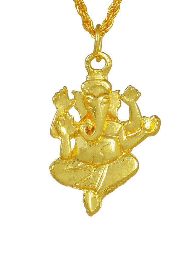 Gold-Plated Temple Pendant with Chain for Men & Women | Stylish Party & Everyday Wear | Festive Gift - Indya