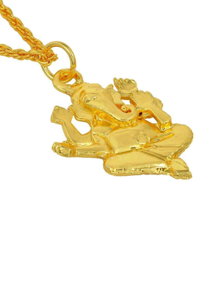 Gold-Plated Temple Pendant with Chain for Men & Women | Stylish Party & Everyday Wear | Festive Gift - Indya