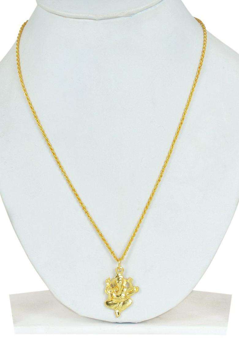 Gold-Plated Temple Pendant with Chain for Men & Women | Stylish Party & Everyday Wear | Festive Gift - Indya