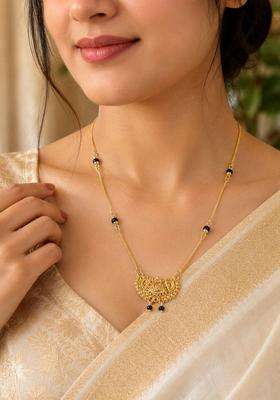 Brass Gold-Plated Temple Chain with Pearl for Women | Traditional Temple Jewellery for Wedding & Festive Wear | Gift for Her