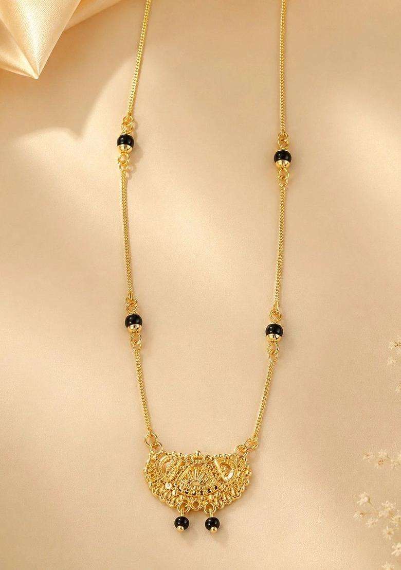 Brass Gold-Plated Temple Chain with Pearl for Women | Traditional Temple Jewellery for Wedding & Festive Wear | Gift for Her - Indya