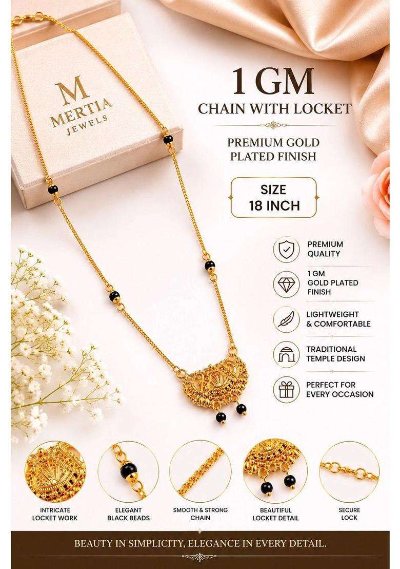 Brass Gold-Plated Temple Chain with Pearl for Women | Traditional Temple Jewellery for Wedding & Festive Wear | Gift for Her - Indya
