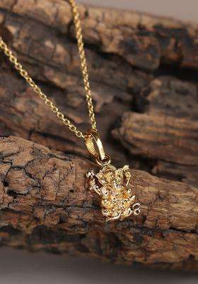 925 Silver 22K Gold-Plated Ganesh Pendant with Ball Chain for Women | Traditional Temple Jewellery for Wedding & Festive Wear | Gift for Her