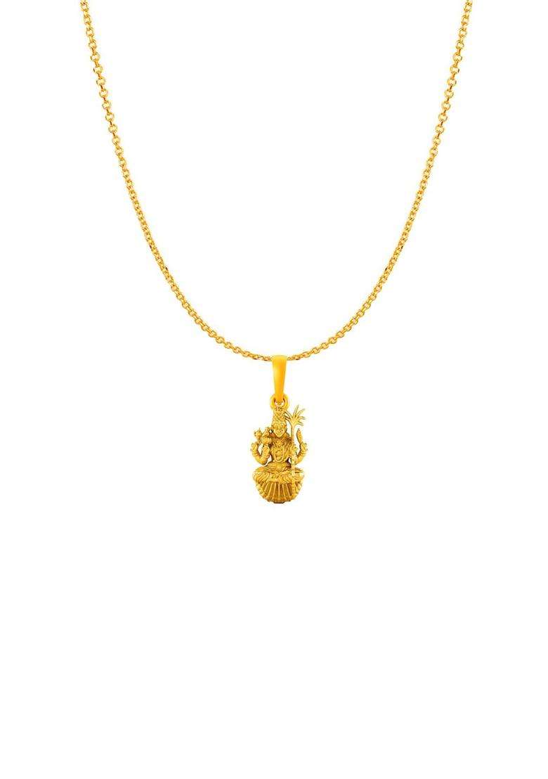 92.5 Sterling Silver 22KT Gold-Plated Lalitha Devi Pendant with Box Chain for Women | Traditional Temple Jewellery for Wedding & Festive Wear | Gift for Her - Indya