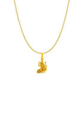 92.5 Silver 22KT Gold-Plated Peacock Shaped Kartikey Pendant with Chain for Women | Traditional Temple Jewellery for Wedding & Festive Wear | Gift for Her
