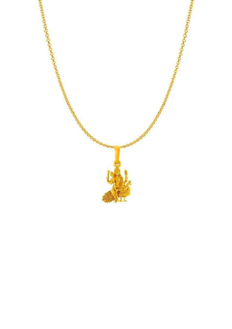 92.5 Silver 22KT Gold-Plated Peacock Shaped Kartikey Pendant with Chain for Women | Traditional Temple Jewellery for Wedding & Festive Wear | Gift for Her - Indya